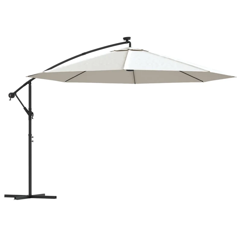 Parasol meuble de jardin en porte-à-feu x et poteau métallique 350 cm sable 02_0008654
