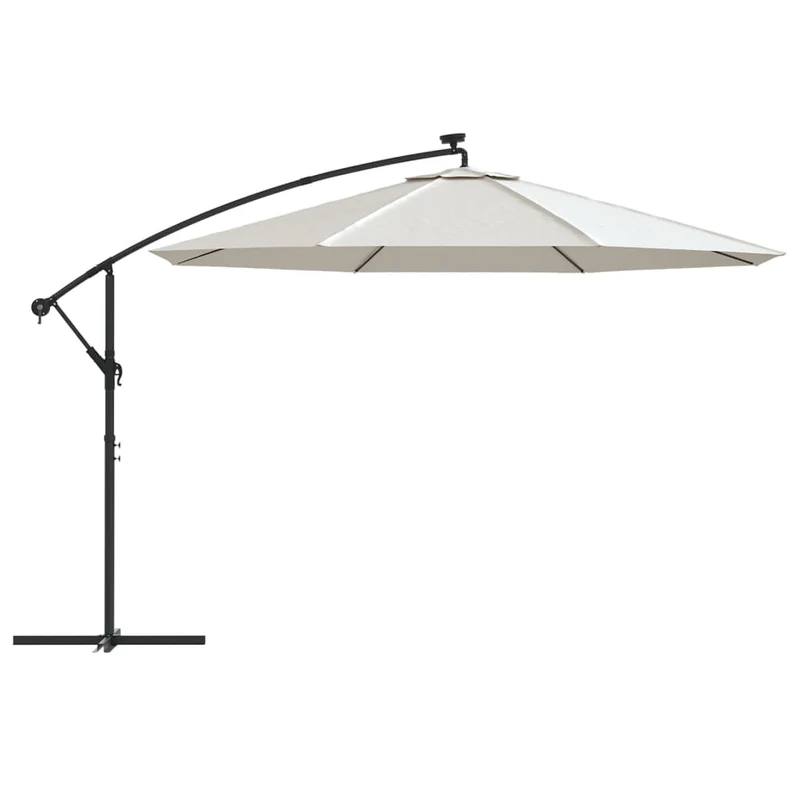 Parasol meuble de jardin en porte-à-feu x et poteau métallique 350 cm sable 02_0008654