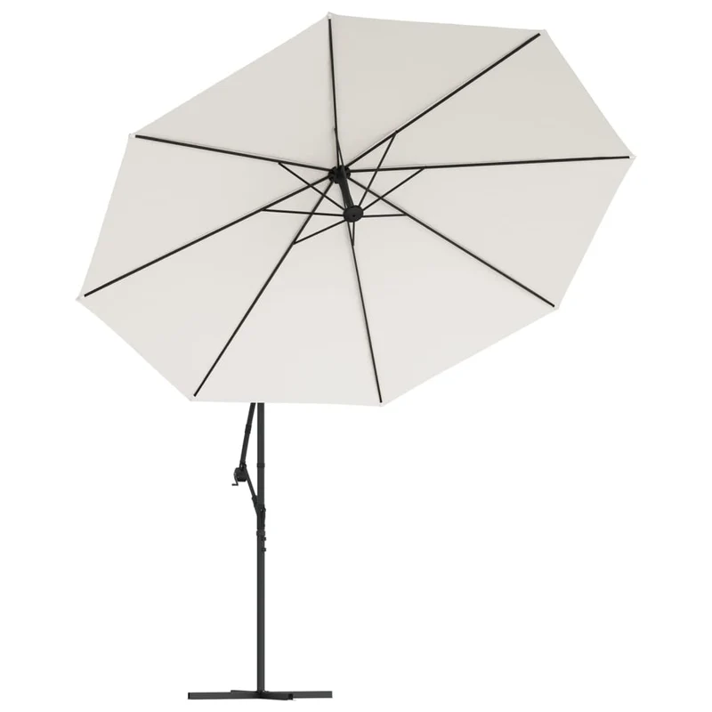 Parasol meuble de jardin en porte-à-feu x et poteau métallique 350 cm sable 02_0008654