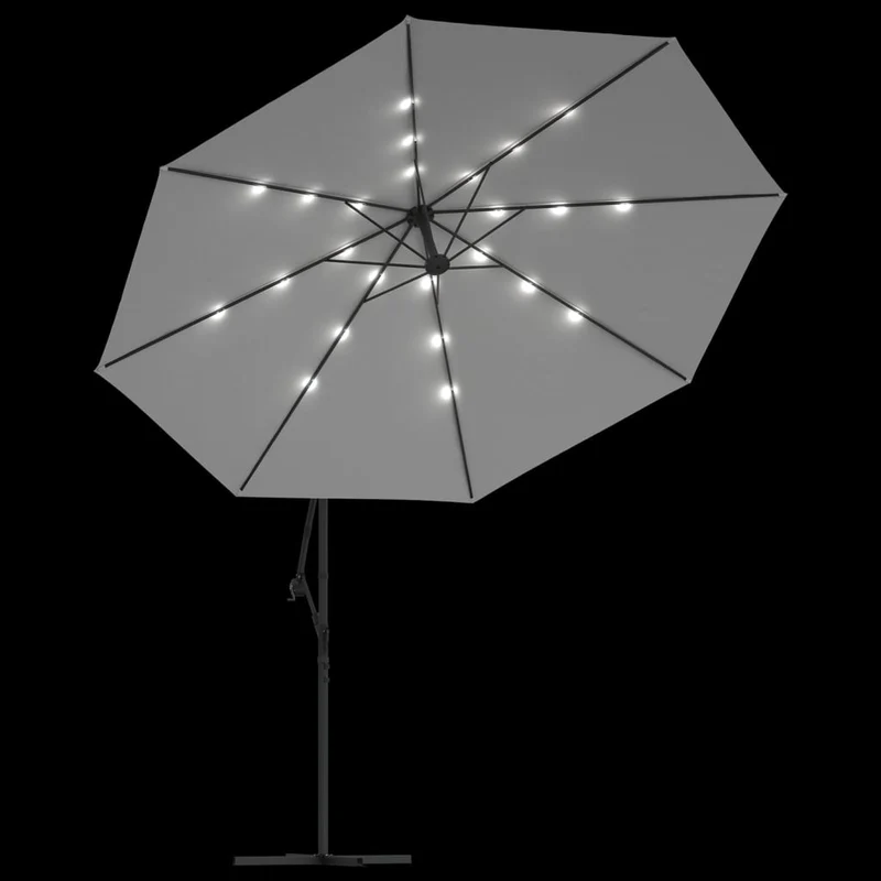 Parasol meuble de jardin en porte-à-feu x et poteau métallique 350 cm sable 02_0008654