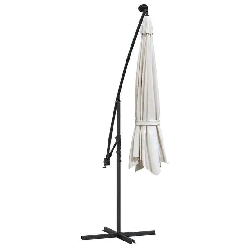 Parasol meuble de jardin en porte-à-feu x et poteau métallique 350 cm sable 02_0008654