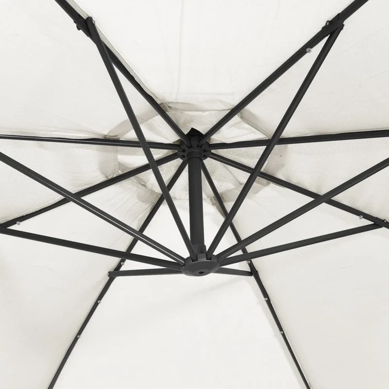 Parasol meuble de jardin en porte-à-feu x et poteau métallique 350 cm sable 02_0008654