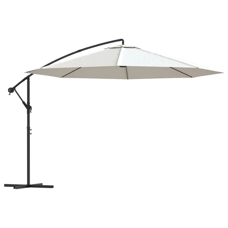 Parasol meuble de jardin en porte-à-faux 3,5 m blanc sable 02_0008602