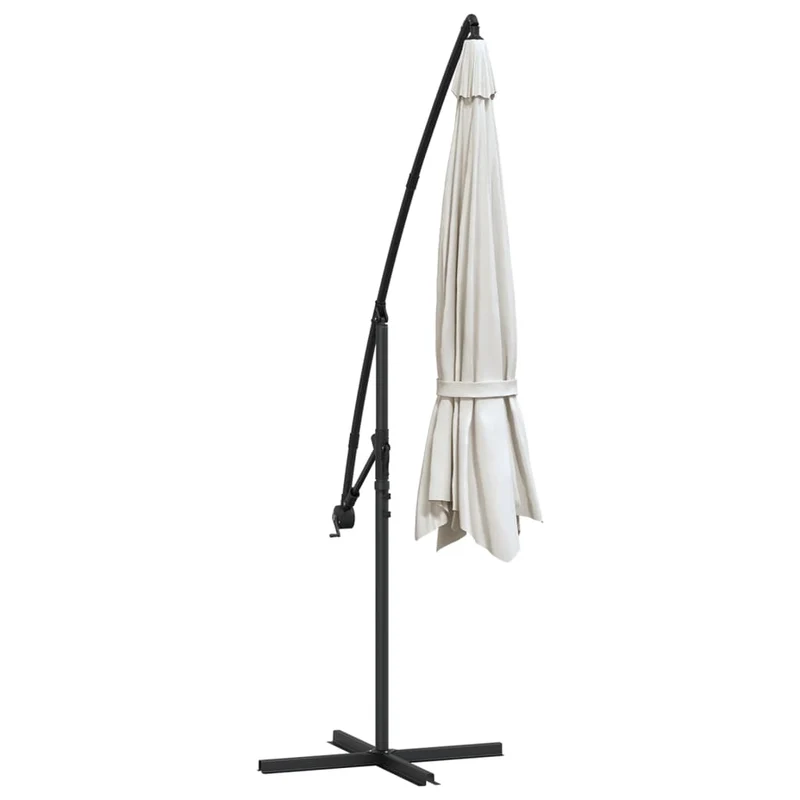 Parasol meuble de jardin en porte-à-faux 3,5 m blanc sable 02_0008602