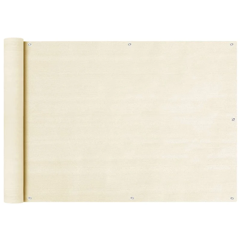 Écran de balcon brise pare vue protection confidentialité 75 x 500 cm PEHD crème 02_0010144