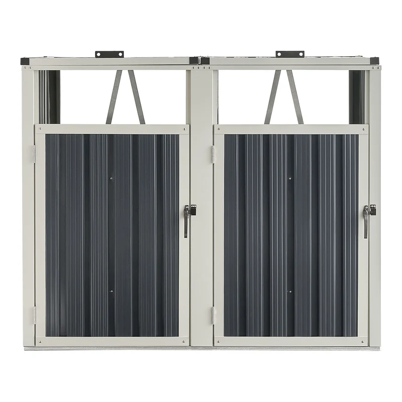 Cache poubelle 2 places avec portes à poignée 121 x 146 x 82 cm gris anthracite 03_0006694