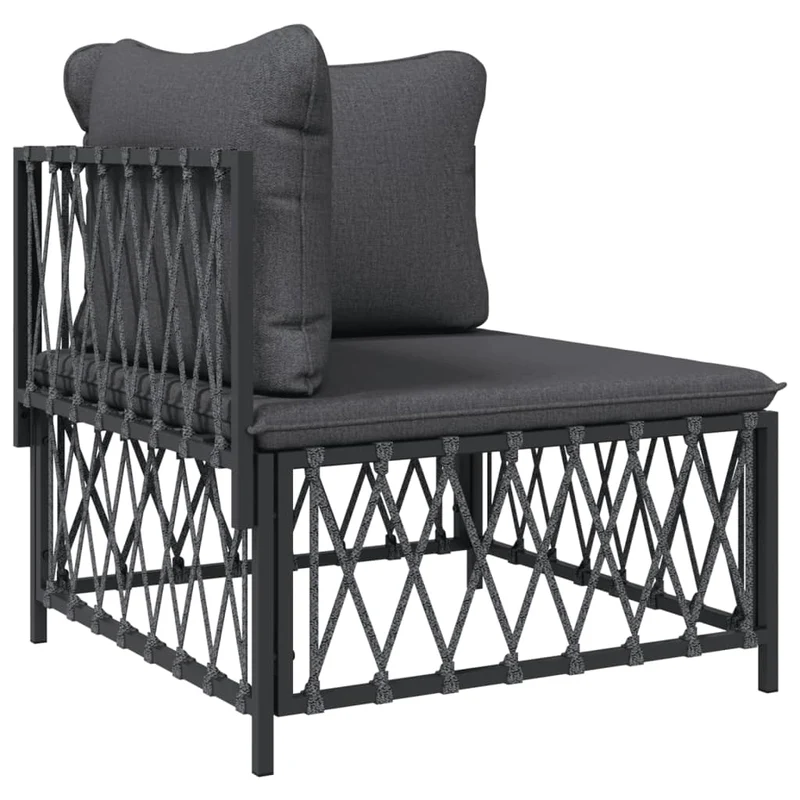 Salon de jardin meuble d'extérieur ensemble de mobilier avec coussins 3 pièces anthracite acier 02_0018289