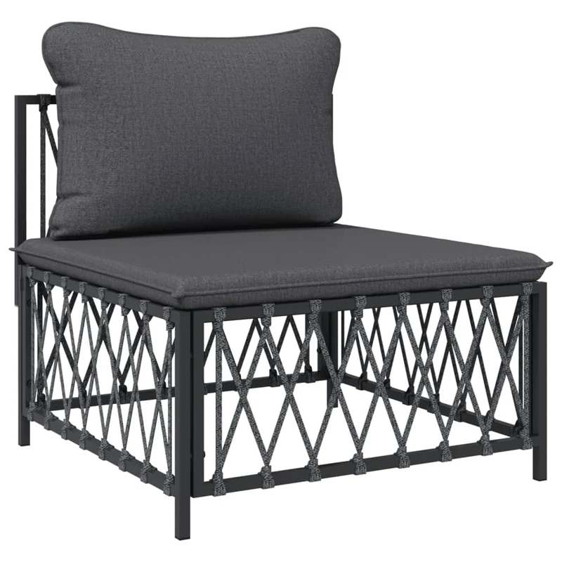 Salon de jardin meuble d'extérieur ensemble de mobilier avec coussins 3 pièces anthracite acier 02_0018289