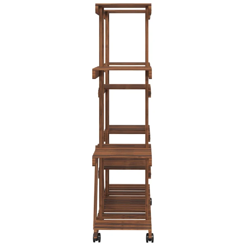 Support à fleurs meuble plante avec roues 110 x 25 x 115 cm bois massif de sapin marron 02_0045227