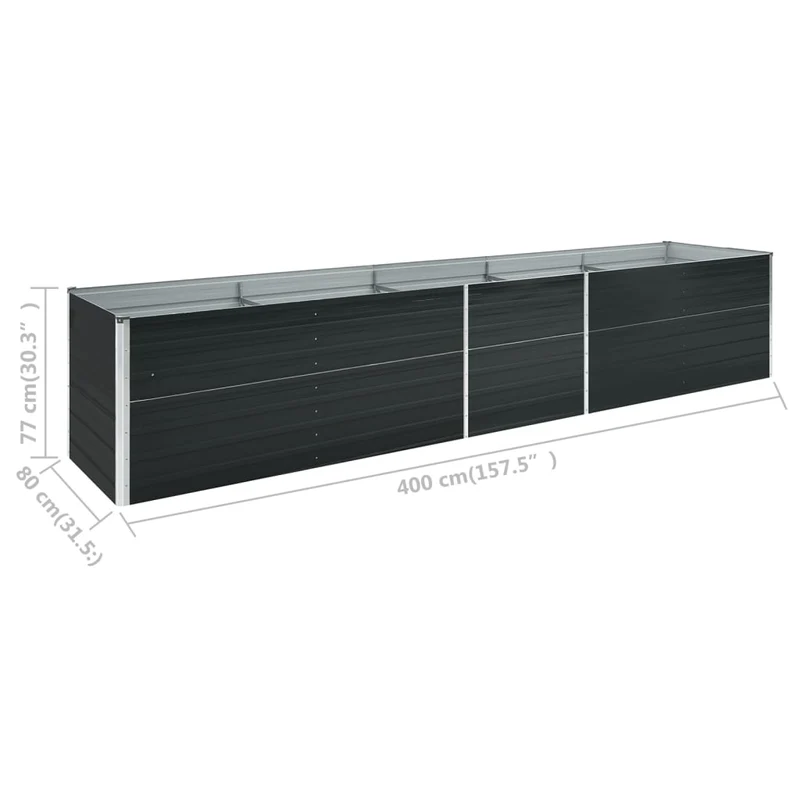 Jardinière lit surélevé plantes fleurs jardin acier galvanisé 400 x 80 x 77 cm anthracite 02_0001119