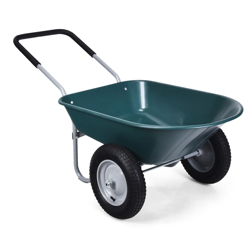 Brouette de jardin 65 x 145 x 65 cm 100 kg de charge poignée ergonomique cadre en fer vert 20_0010785