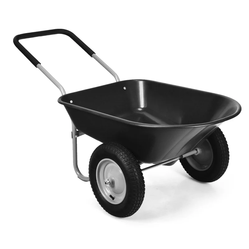 Brouette de jardin 65 x 145 x 65 cm charge max 100kg stabilité optimale ambiance moderne en fer noir 20_0010784