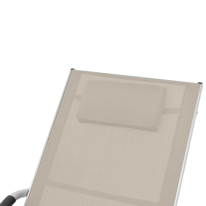 Transat chaise longue bain de soleil lit de jardin terrasse meuble d'extérieur avec oreiller aluminium et textilène crème 02_0012552