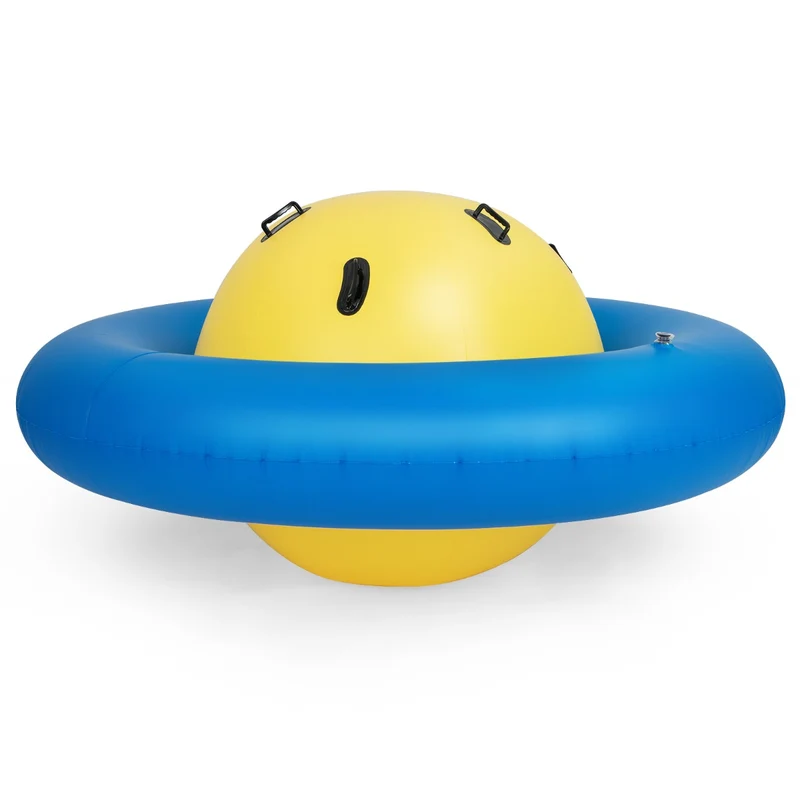 Balle gonflable enfants 233 x 123 cm avec 6 poignées ergonomiques idéale pour le jeu actif en extérieur en pvc jaune 20_0010533