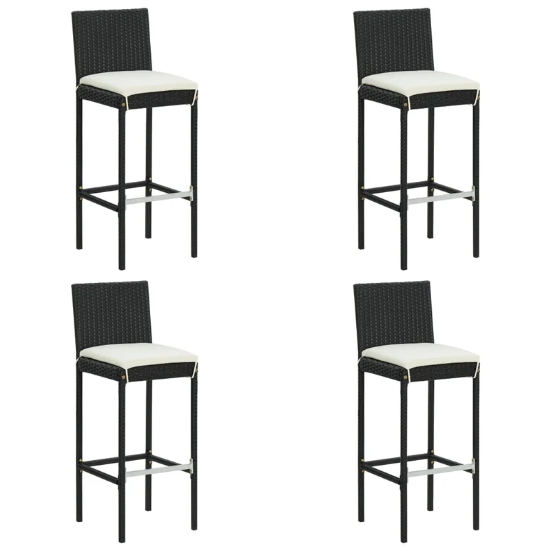 Ensemble de bar de jardin 5 pièces avec coussins poly rotin noir 02_0013387
