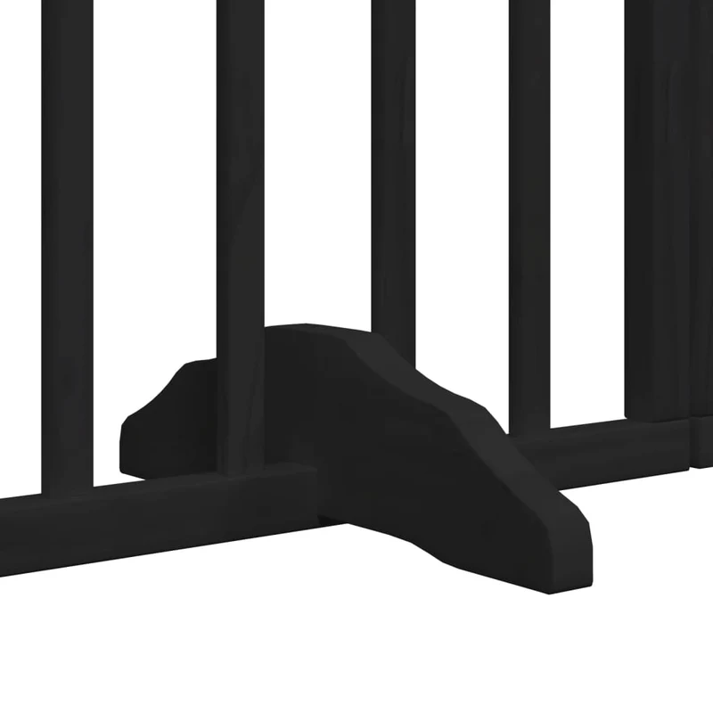 Barrière de sécurité pour chien animaux de compagnie porte pliable 12 panneaux bois peuplier noir 02_0023187