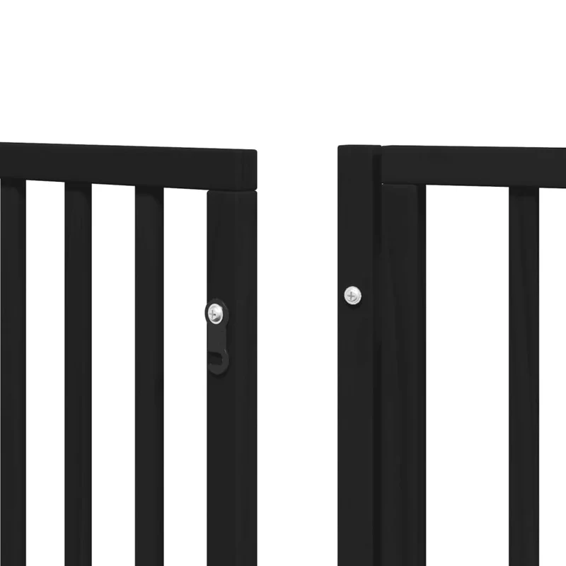 Barrière de sécurité pour chien animaux de compagnie porte pliable 12 panneaux bois peuplier noir 02_0023187