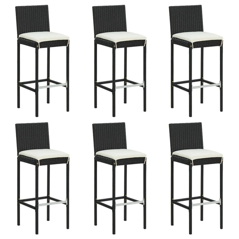Ensemble de bar de jardin 7 pièces avec coussins noir poly rotin 02_0013424