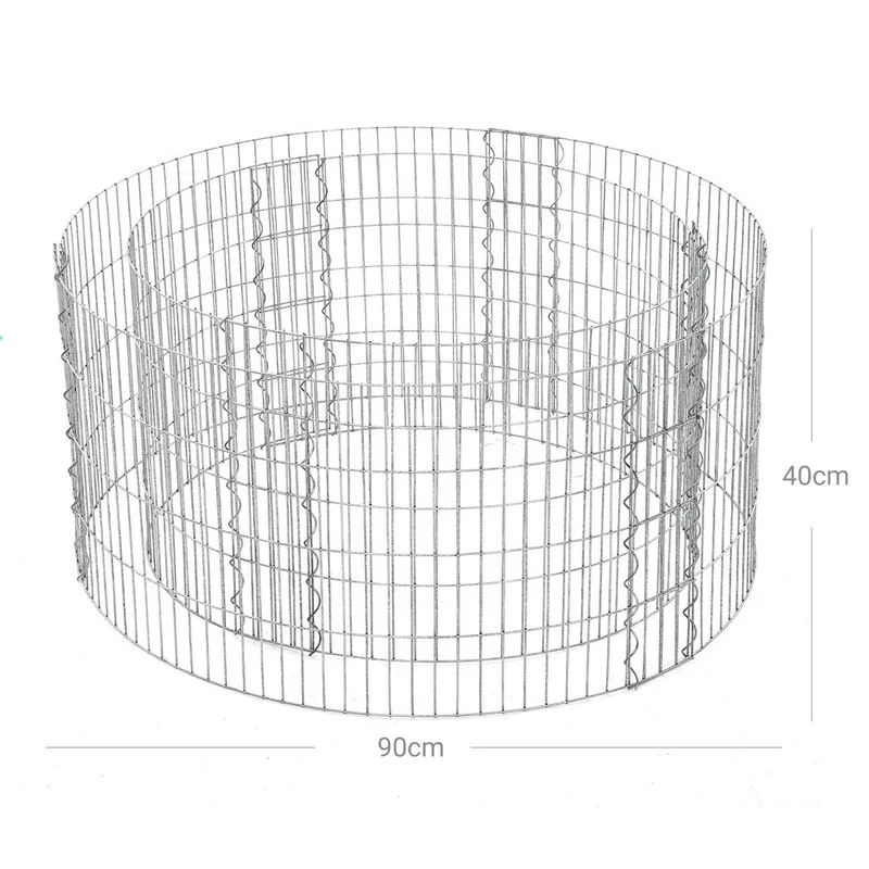 Gabion rond pour pierres panier à pierres métallique maille fine 2,5 x 10 cm acier galvanisé antirouille 90 x 40 cm (ø x h) pour pierres de 10 cm décoration jardin argent 12_0001933
