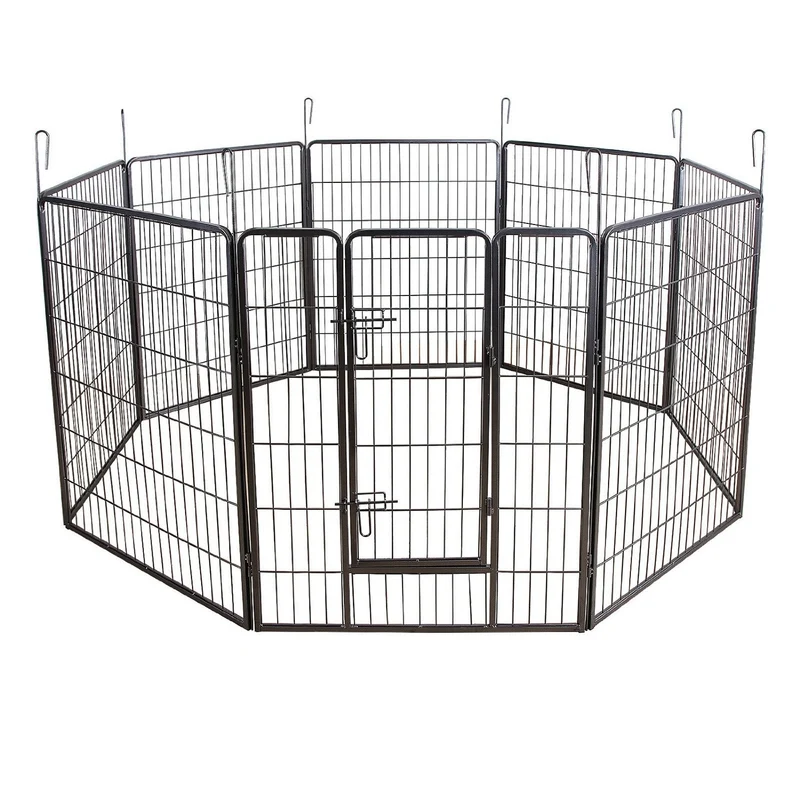 Parc enclos cage pour chiens chiots animaux de compagnie 163 x 163 cm gris 3712022