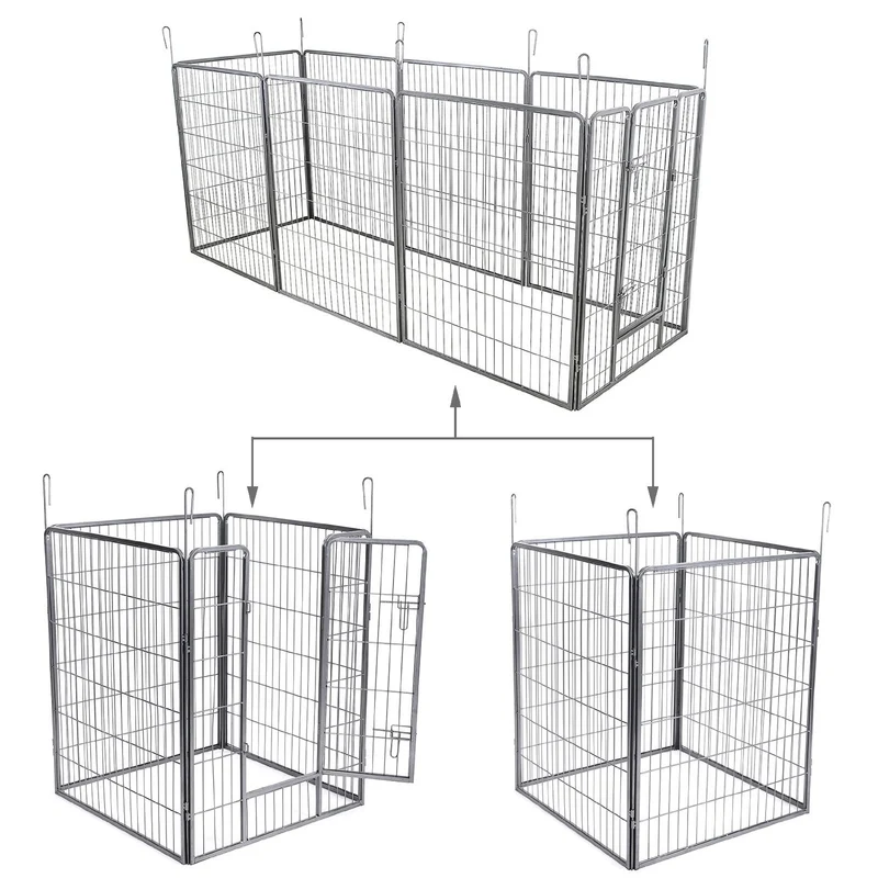 Parc enclos cage pour chiens chiots animaux de compagnie 163 x 163 cm gris 3712022