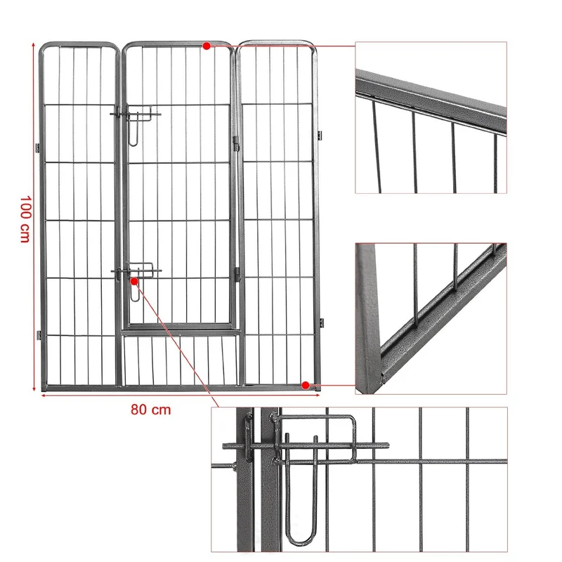 Parc enclos cage pour chiens chiots animaux de compagnie 163 x 163 cm gris 3712022