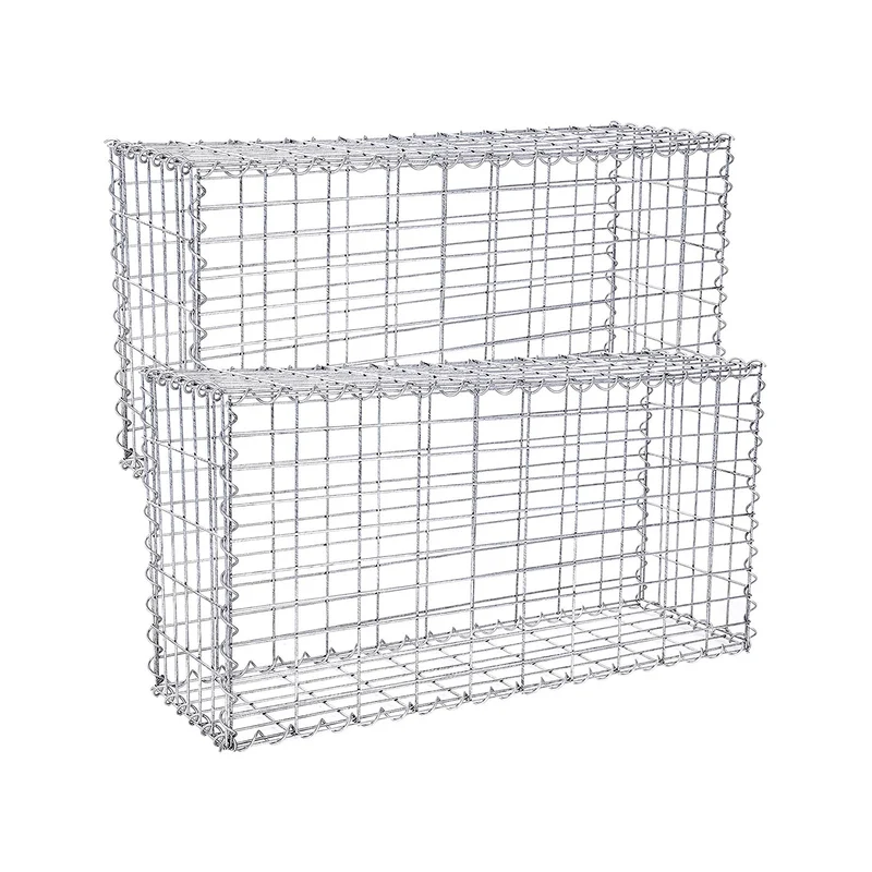 Lot de 2 gabions à pierres cages métallique maille fine 5 x 10 cm acier galvanisé antirouille 100 x 50 x 30 cm cloison murale décoration jardin 12_0001928
