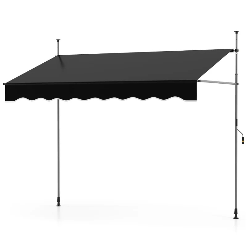 Store rétractable 250 x 120 x 210-300 cm manivelle réglable et protection solaire en polyester noir 20_0013657