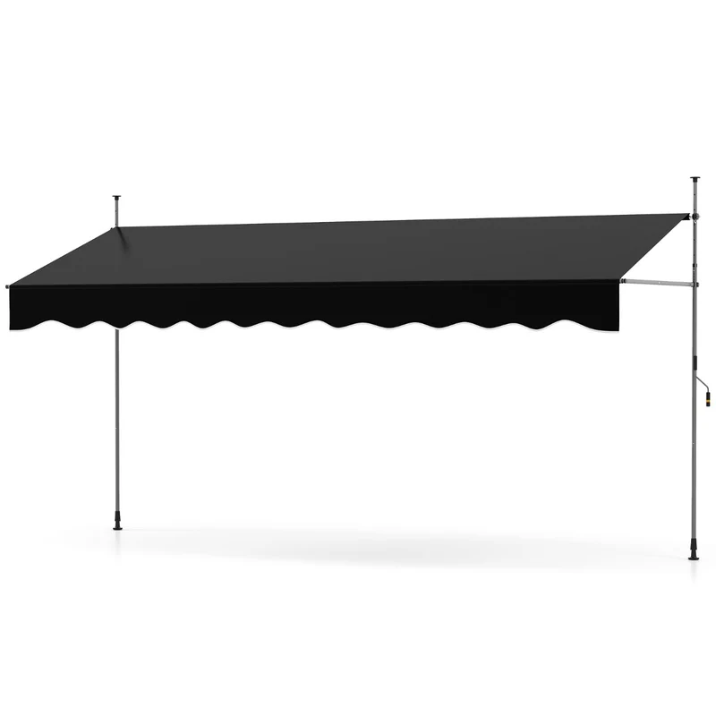 Store banne manuel rétractable 400 x 120 x 210-300 cm pare-soleil réglable ambiance cosy en polyester noir 20_0013643