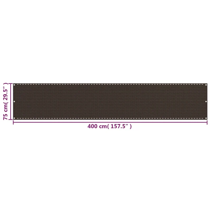 Écran de balcon brise pare vue protection confidentialité 75 x 400 cm PEHD marron 02_0010232