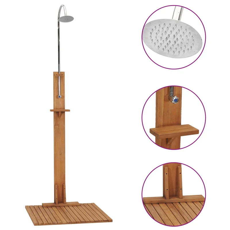 Douche de jardin 75 x 75 x 210 cm bois de teck solide 02_0042038