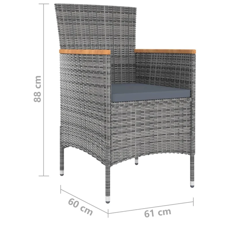 Ensemble de salle à manger de jardin meuble extérieur 9 pièces avec coussins gris 02_0014071