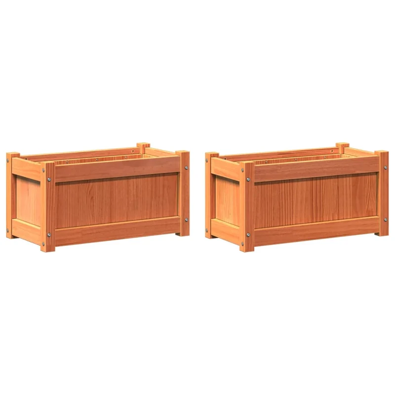 Jardinière bac lit surélevé plantes fleurs jardin terrasses lot de 2 cire bois de pin massif marron 02_0039063