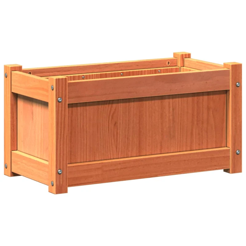 Jardinière bac lit surélevé plantes fleurs jardin terrasses lot de 2 cire bois de pin massif marron 02_0039063