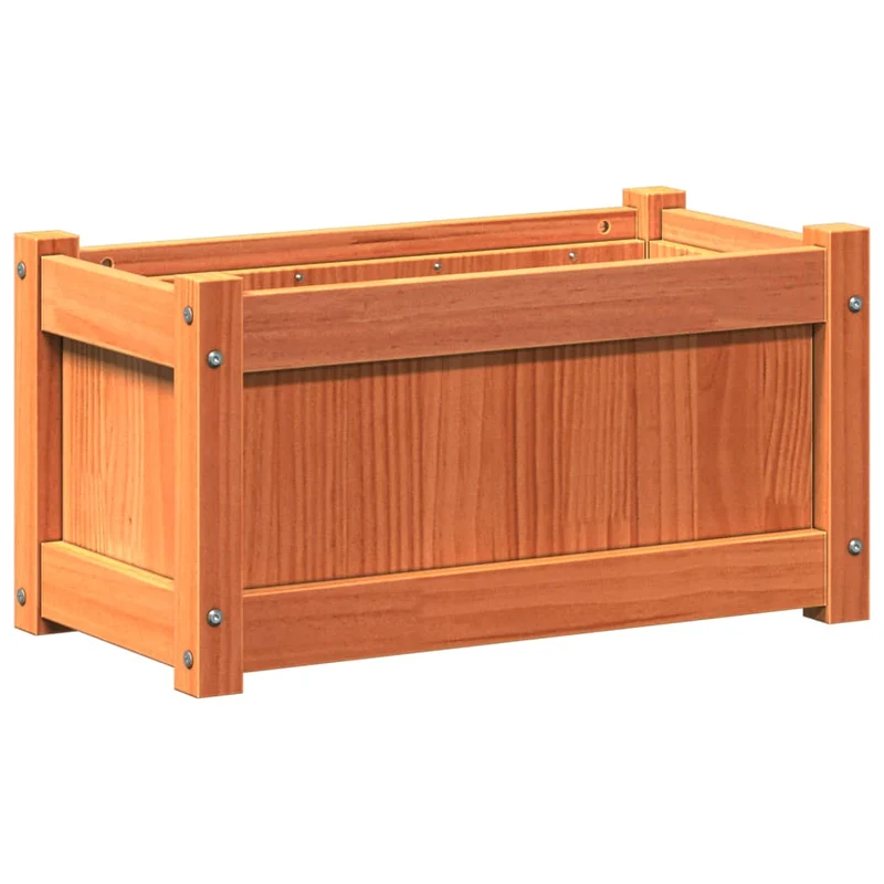 Jardinière bac lit surélevé plantes fleurs jardin terrasses lot de 2 cire bois de pin massif marron 02_0039063
