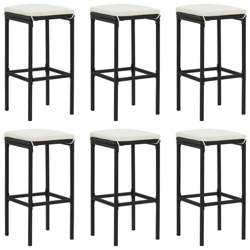 Ensemble de bar de jardin 7 pièces avec coussins noir poly rotin 02_0013425