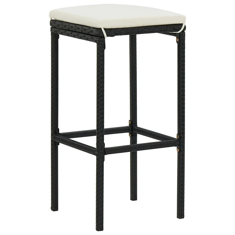Ensemble de bar de jardin 7 pièces avec coussins noir poly rotin 02_0013425
