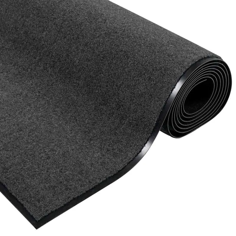 Tapis d'entrée rectangulaire moderne intérieur extérieur 120 x 250 cm résistant antidérapant en polyamide noir 02_0057926