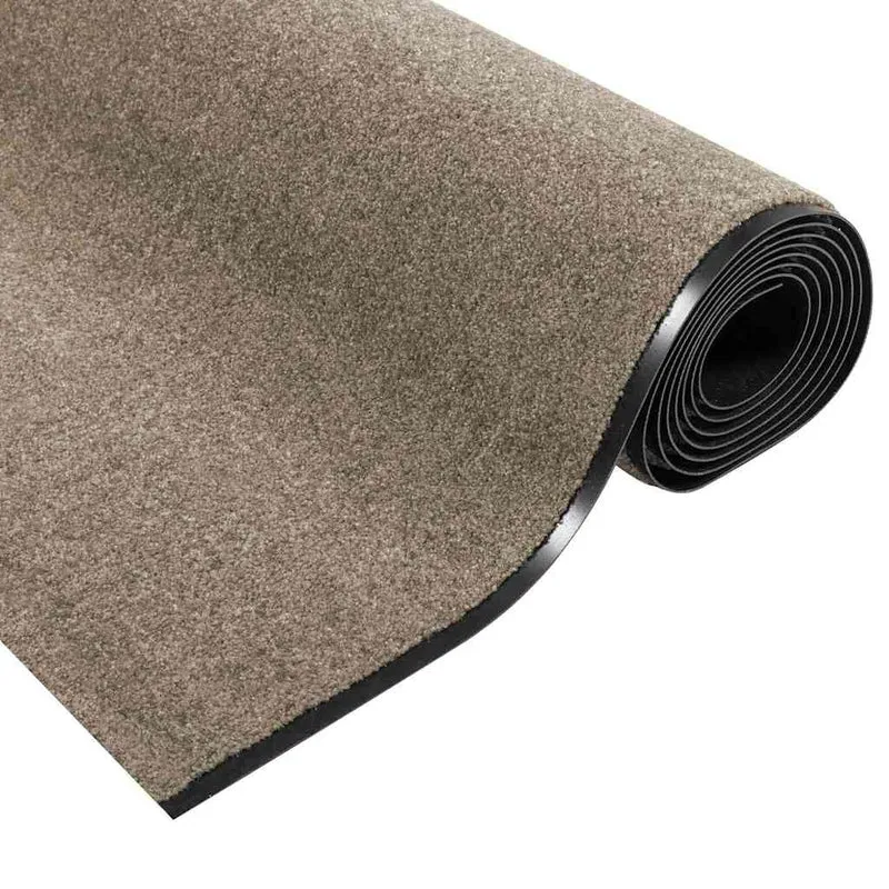 Tapis d'entrée rectangulaire moderne 120 x 400 cm design minimaliste intérieur en polyamide beige 02_0057990