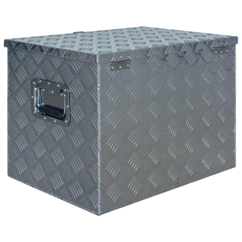 Boîte coffre de rangement caisse de outils boîte à outils boîte de remorque caisse de transport atelier 61 x 43 x 45,5 cm aluminium02_0003202