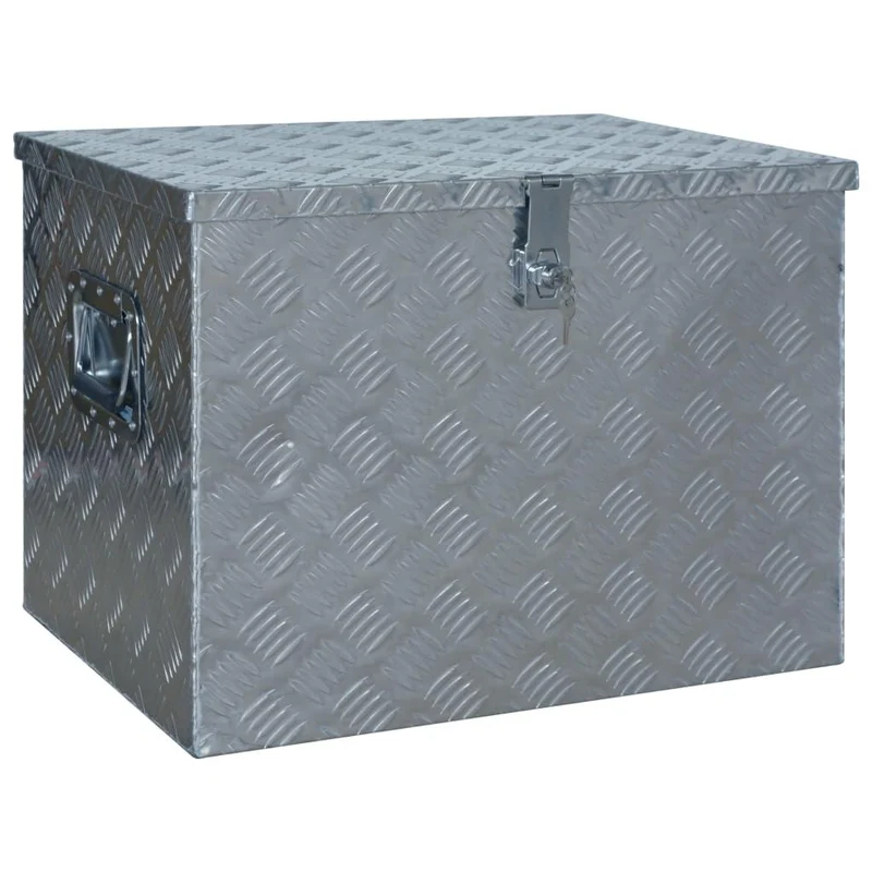 Boîte coffre de rangement caisse de outils boîte à outils boîte de remorque caisse de transport atelier 61 x 43 x 45,5 cm aluminium02_0003202