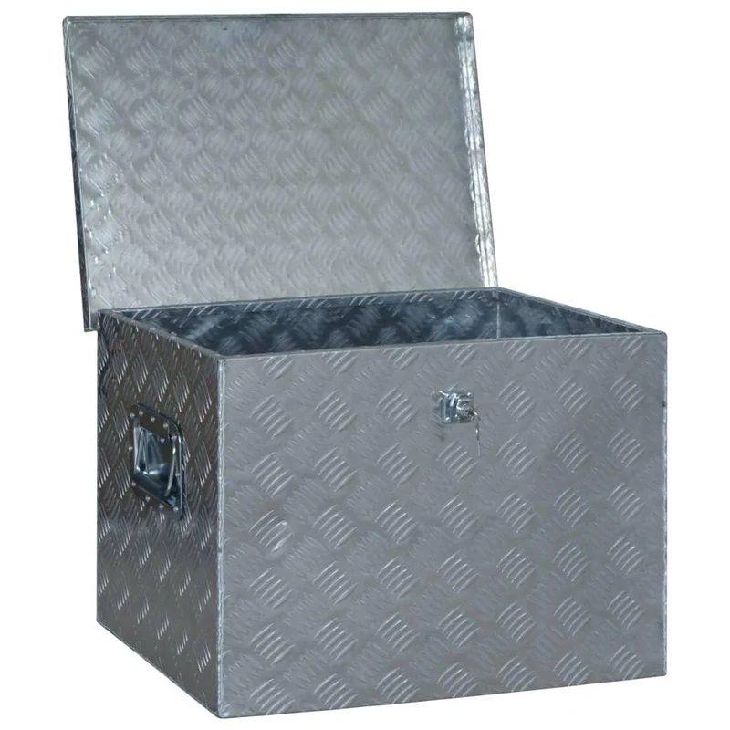 Boîte coffre de rangement caisse de outils boîte à outils boîte de remorque caisse de transport atelier 61 x 43 x 45,5 cm aluminium02_0003202