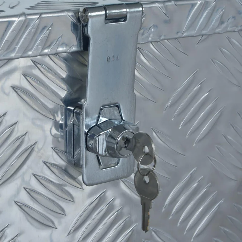 Boîte coffre de rangement caisse de outils boîte à outils boîte de remorque caisse de transport atelier 61 x 43 x 45,5 cm aluminium02_0003202