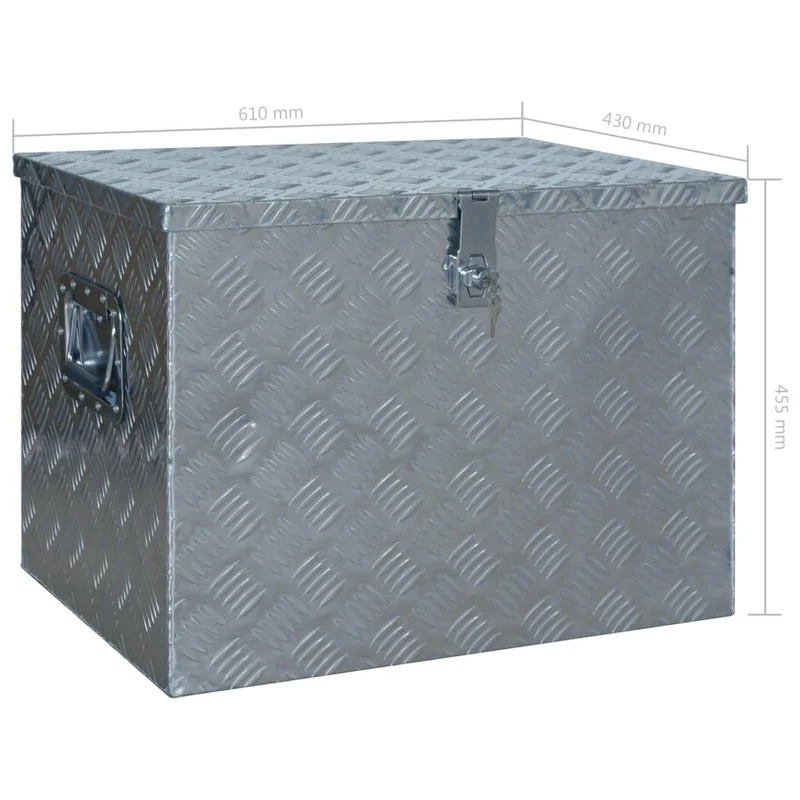 Boîte coffre de rangement caisse de outils boîte à outils boîte de remorque caisse de transport atelier 61 x 43 x 45,5 cm aluminium02_0003202