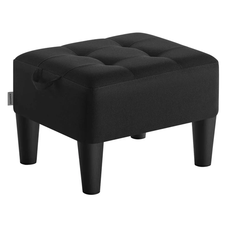 Tabouret repose-pieds en velours pouf rembourrage épais capacité de charge 150 kg pour salon chambre entrée noir 12_0007735