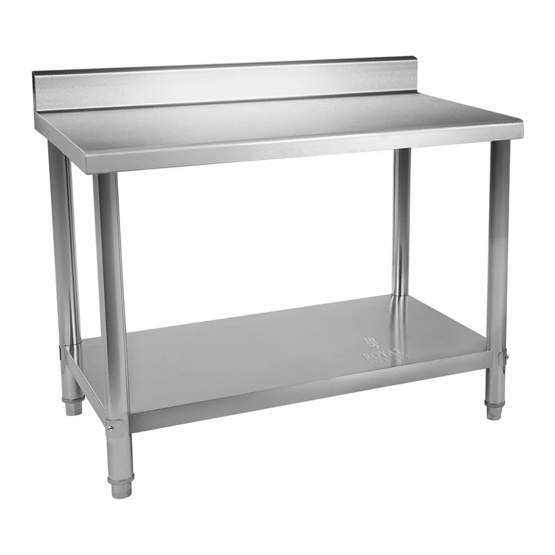 Table de travail cuisine professionnelle acier inox 100 x 60 cm capacité de 90 kg avec dosseret 14_0003650