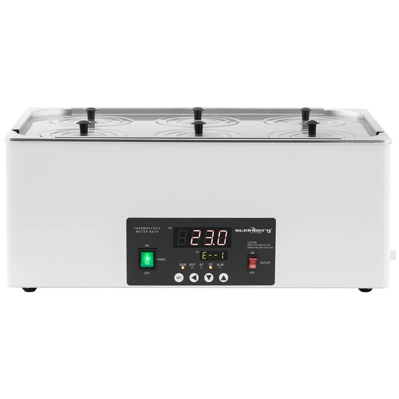 Bain marie thermostaté numérique de laboratoire chauffage doublure en acier inoxydable 22,5 litres 100 °c 500 x 300 x 150 mm acier inoxydable 14_0008289