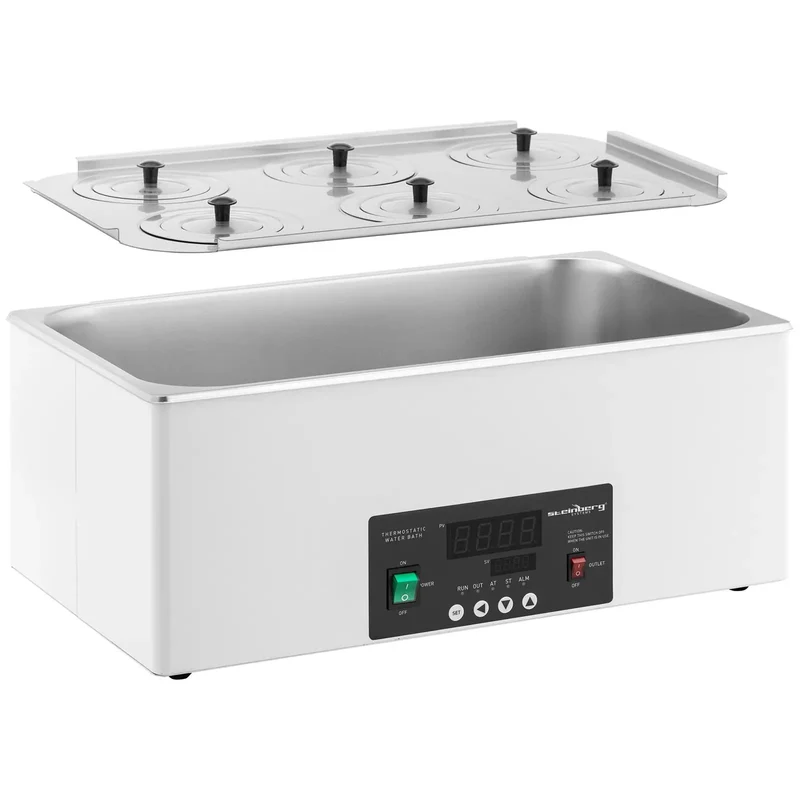Bain marie thermostaté numérique de laboratoire chauffage doublure en acier inoxydable 22,5 litres 100 °c 500 x 300 x 150 mm acier inoxydable 14_0008289