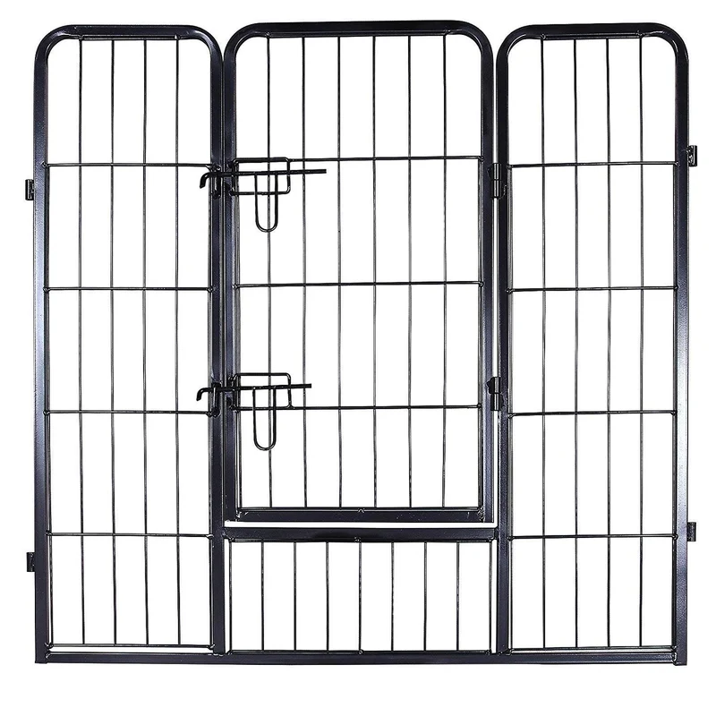 Parc enclos pour chiens chiots animaux de compagnie 8 panneaux 80 x 80 cm noir 12_0006327