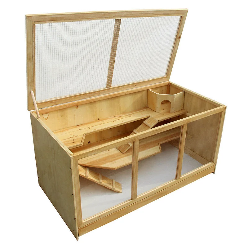 Grande cage pour hamsters petits rongeurs souris rats grange 115 cm abri bois 16_0002558